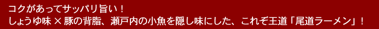 瀬戸内海の小魚を隠し味にした王道の尾道ラーメン